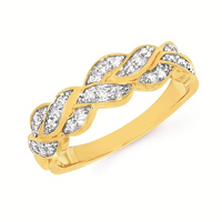 1/4cttw Nature Inspired Woven Fashion Ring in 14 Karat Yellow Gold