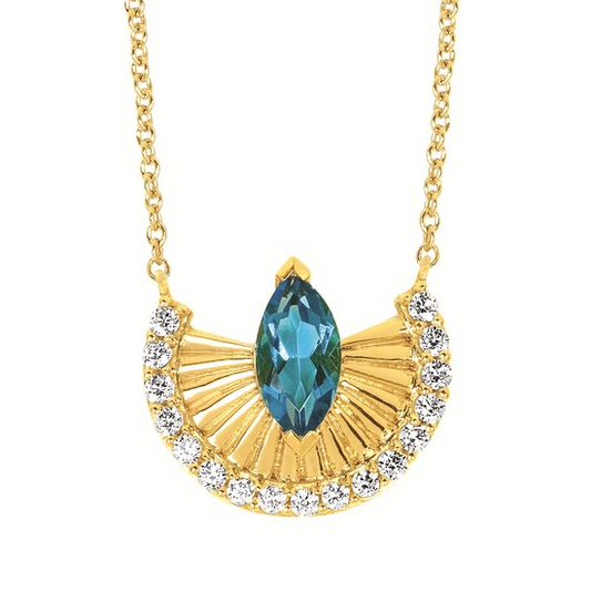 Topaz Vintage Inspired Pendant in 14 Karat Yellow Gold