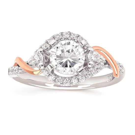 1-1/2 cttw Love Bypass Wedding Set in 14 Karat White and Rose Gold