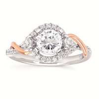 1-1/2 cttw Love Bypass Wedding Set in 14 Karat White and Rose Gold
