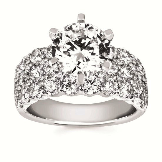 5-7/8cttw Statement Accented Wedding Set in 14 Karat White Gold