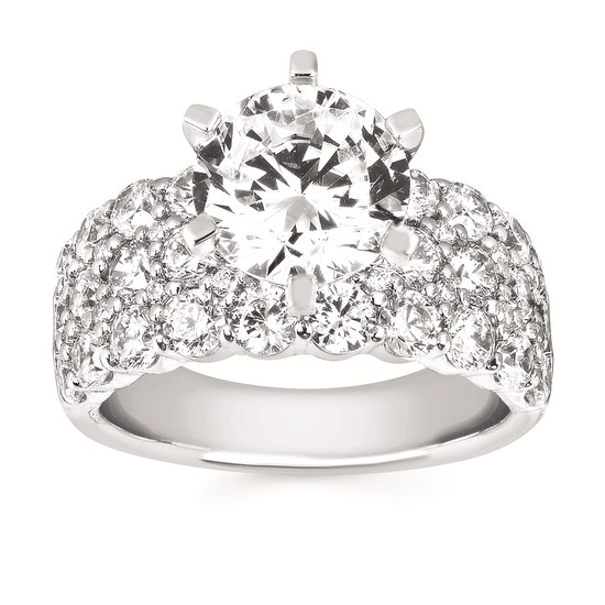 5-7/8cttw Statement Accented Wedding Set in 14 Karat White Gold
