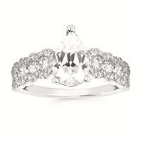 2-5/8cttw Statement Accented Wedding Set in 14 Karat White Gold