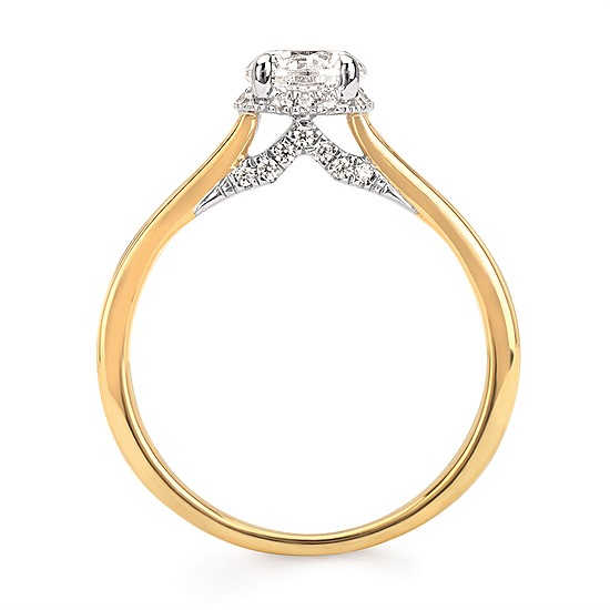 7/8cttw Modern Hidden Halo Wedding Set in 14 Karat Yellow Gold