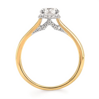 7/8cttw Modern Hidden Halo Wedding Set in 14 Karat Yellow Gold