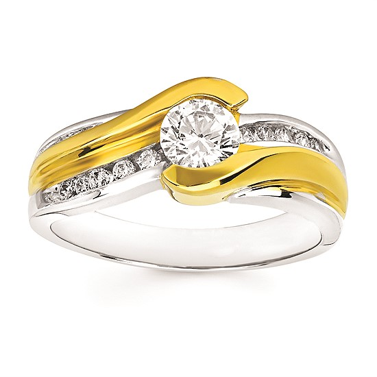 5/8cttw Classic Bypass Wedding Set in 14 Karat Yellow and White Gold