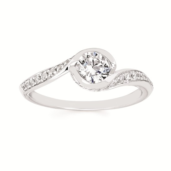 1.0cttw Classic Bypass Wedding Set in 14 Karat White Gold