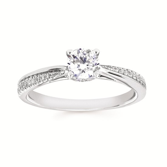 3/4cttw Classic Accented Wedding Set in 14 Karat White Gold
