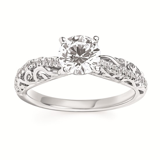 1-1/4cttw Classic Bypass Wedding Set in 14 Karat White Gold