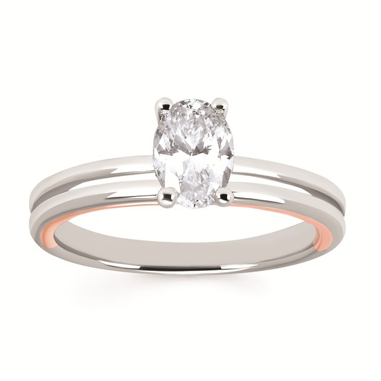 7/8cttw Classic Halo Wedding Set in 14 Karat White and Rose Gold
