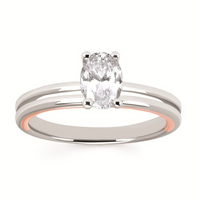 7/8cttw Classic Halo Wedding Set in 14 Karat White and Rose Gold