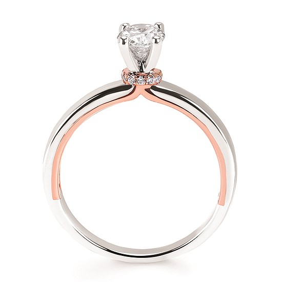 7/8cttw Classic Halo Wedding Set in 14 Karat White and Rose Gold