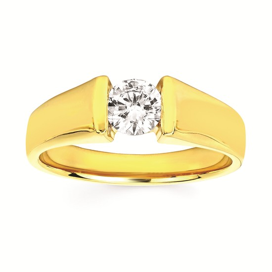 1/4cttw Modern Cathedral Wedding Set in 14 Karat Yellow Gold