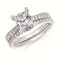 2-1/10cttw Modern Accented Wedding Set in 14 Karat White Gold