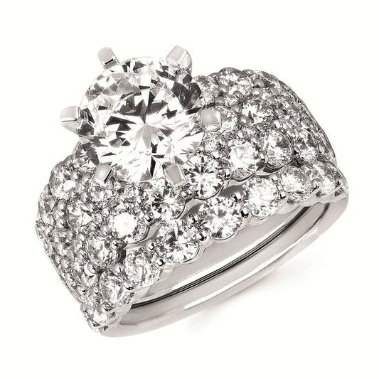 5-7/8cttw Statement Accented Wedding Set in 14 Karat White Gold