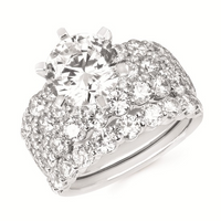 5-7/8cttw Statement Accented Wedding Set in 14 Karat White Gold