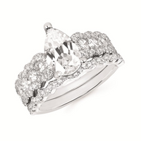 2-5/8cttw Statement Accented Wedding Set in 14 Karat White Gold
