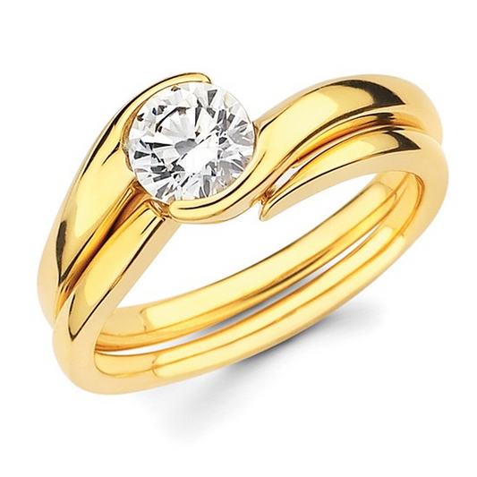 3/4cttw Classic Bypass Wedding Set in 14 Karat Yellow Gold