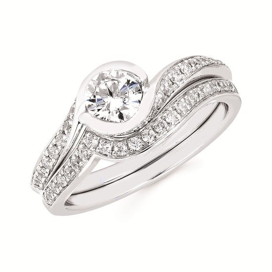 1.0cttw Classic Bypass Wedding Set in 14 Karat White Gold