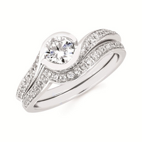 1.0cttw Classic Bypass Wedding Set in 14 Karat White Gold