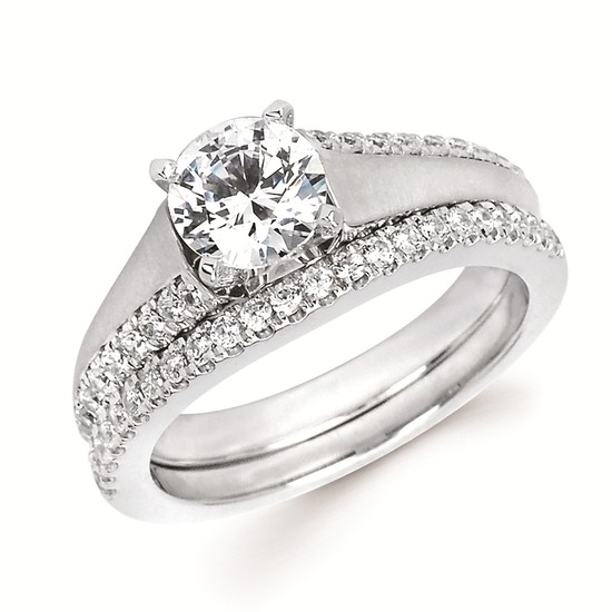 1-3/8cttw Modern Bypass Wedding Set in 14 Karat White Gold