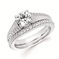 1-3/8cttw Modern Bypass Wedding Set in 14 Karat White Gold