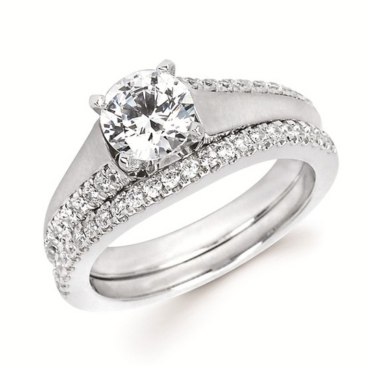 1-3/8cttw Modern Bypass Wedding Set in 14 Karat White Gold