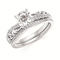 1-1/4cttw Classic Bypass Wedding Set in 14 Karat White Gold