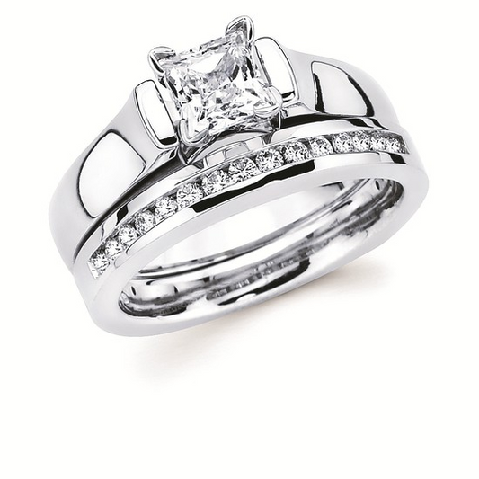 1.0cttw Modern Cathedral Wedding Set in 14 Karat White Gold