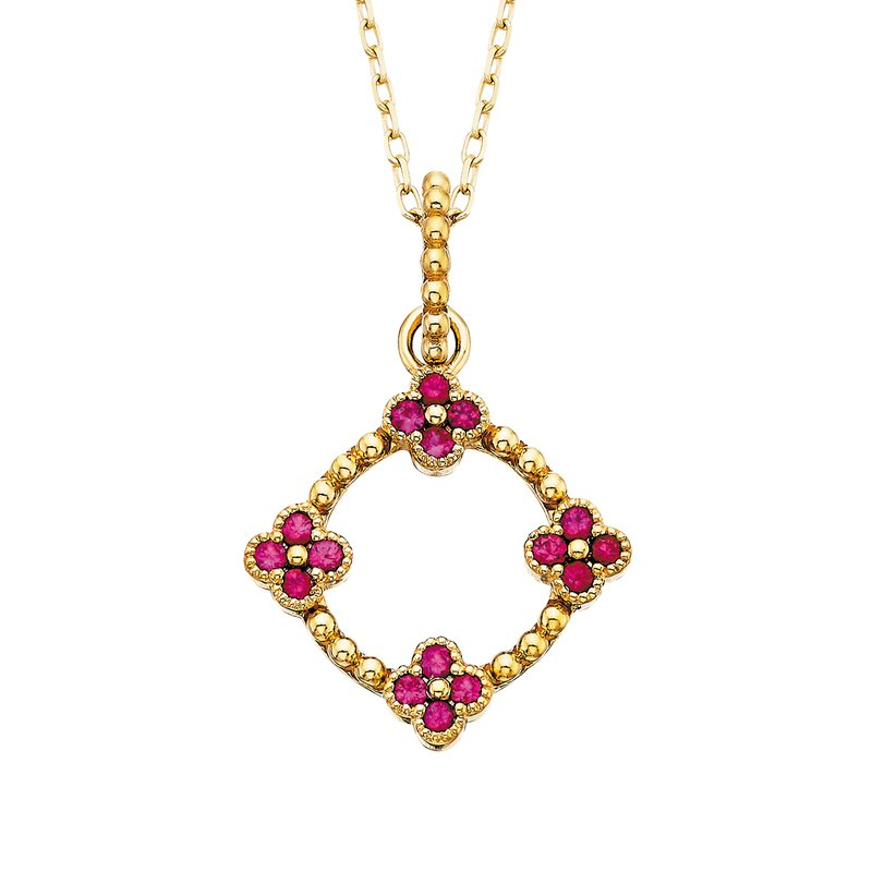 Rubies Nature Inspired Pendant in 10 Karat Yellow Gold