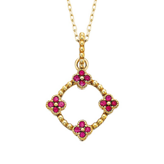 Rubies Nature Inspired Pendant in 10 Karat Yellow Gold