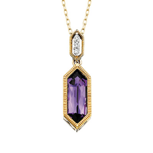 Amethyst Vintage Inspired Pendant in 10 Karat Yellow Gold