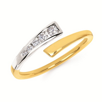 1/5cttw Modern Bypass Fashion Ring in 14 Karat Yellow and White Gold