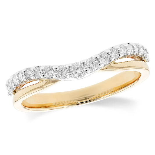 Classic Tracer Band Wedding Band in 14 Karat Yellow and White Gold