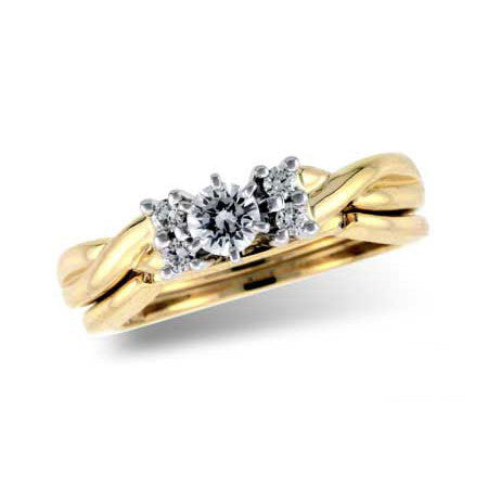 1/4cttw Minimalist Woven Wedding Set in 14 Karat Yellow Gold