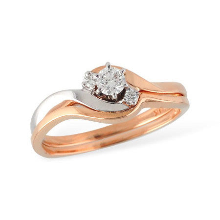 1/5cttw Bypass Wedding Set in 14 Karat White and Rose Gold