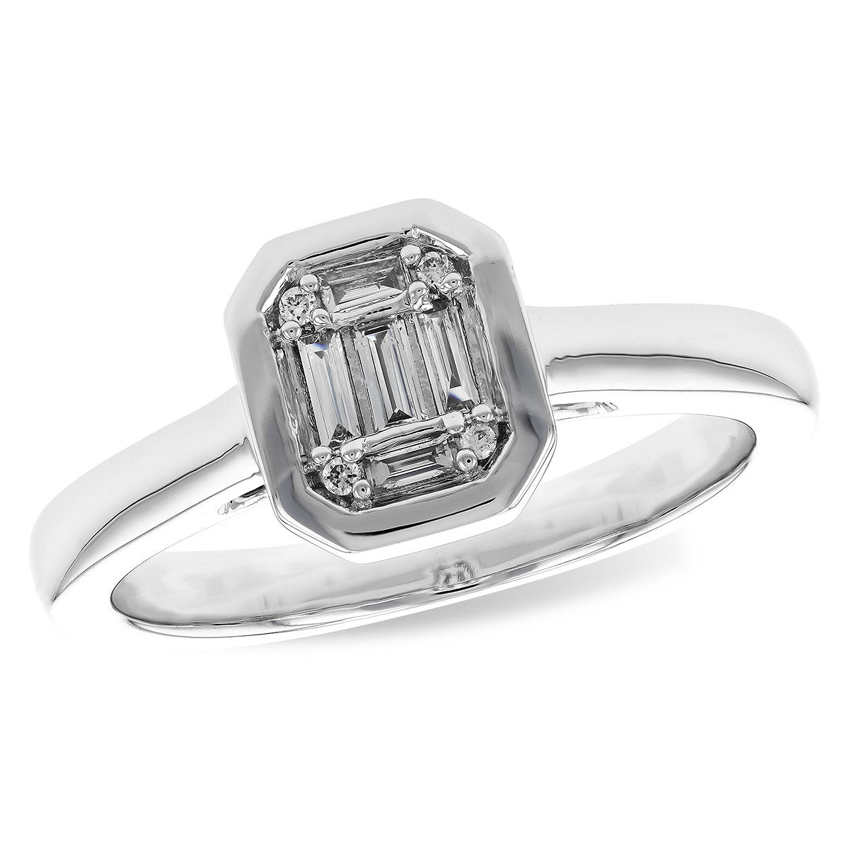 1/7cttw Vintage Inspired Mosaic Fashion Ring in 14 Karat White Gold