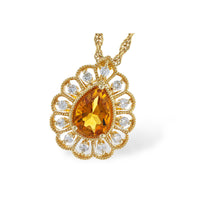 Citrine Vintage Inspired Pendant in 14 Karat Yellow Gold