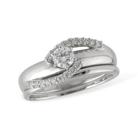 1/2cttw Minimalist Bypass Wedding Set in 14 Karat White Gold