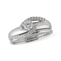 1/2cttw Minimalist Bypass Wedding Set in 14 Karat White Gold