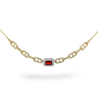 Garnet Statement Fashion Necklace in 14 Karat Yellow Gold