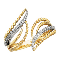 1/6cttw Modern Bypass Fashion Ring in 10 Karat Yellow and White Gold