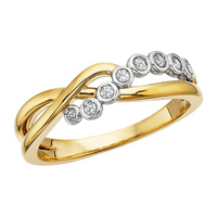 1/7cttw Love Journey Fashion Ring in 14 Karat Yellow and White Gold