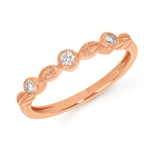1/10cttw Nature Inspired Floral Fashion Ring in 14 Karat Rosé Gold