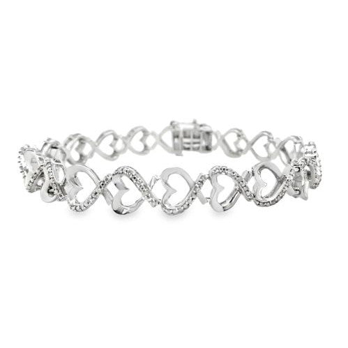 Diamond Link Siver Bracelet with Diamonds