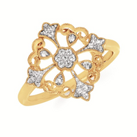 1/10cttw Vintage Inspired Vintage Inspired Fashion Ring in 14 Karat Yellow Gold