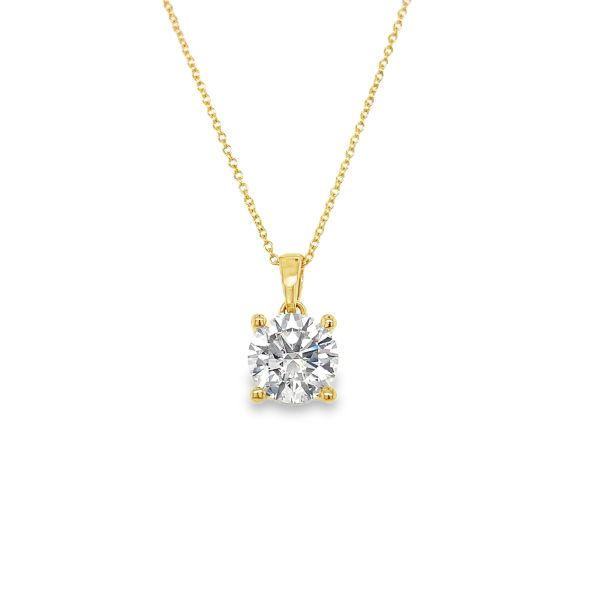 2-1/2 cttw Classic Dangle LAB Diamond Pendant/Necklace in 14 Karat Yellow Gold