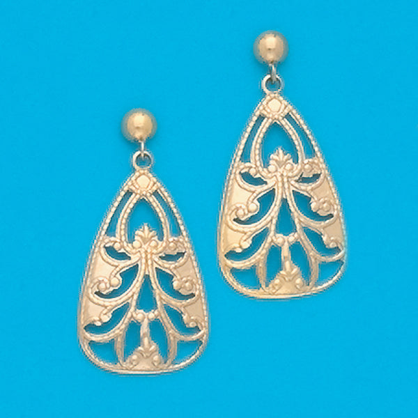 24K Gold Plated Surgical Stainless Steel Filigree Dangle
