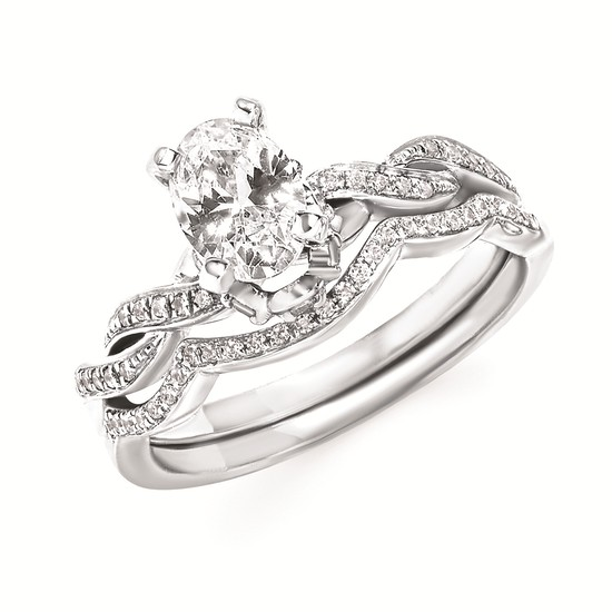 1-1/5cttw Classic Woven Wedding Set in 14 Karat White Gold