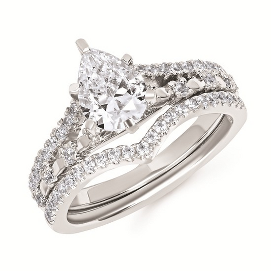 2.0 cttw Statement Accented Wedding Set in 14 Karat White Gold
